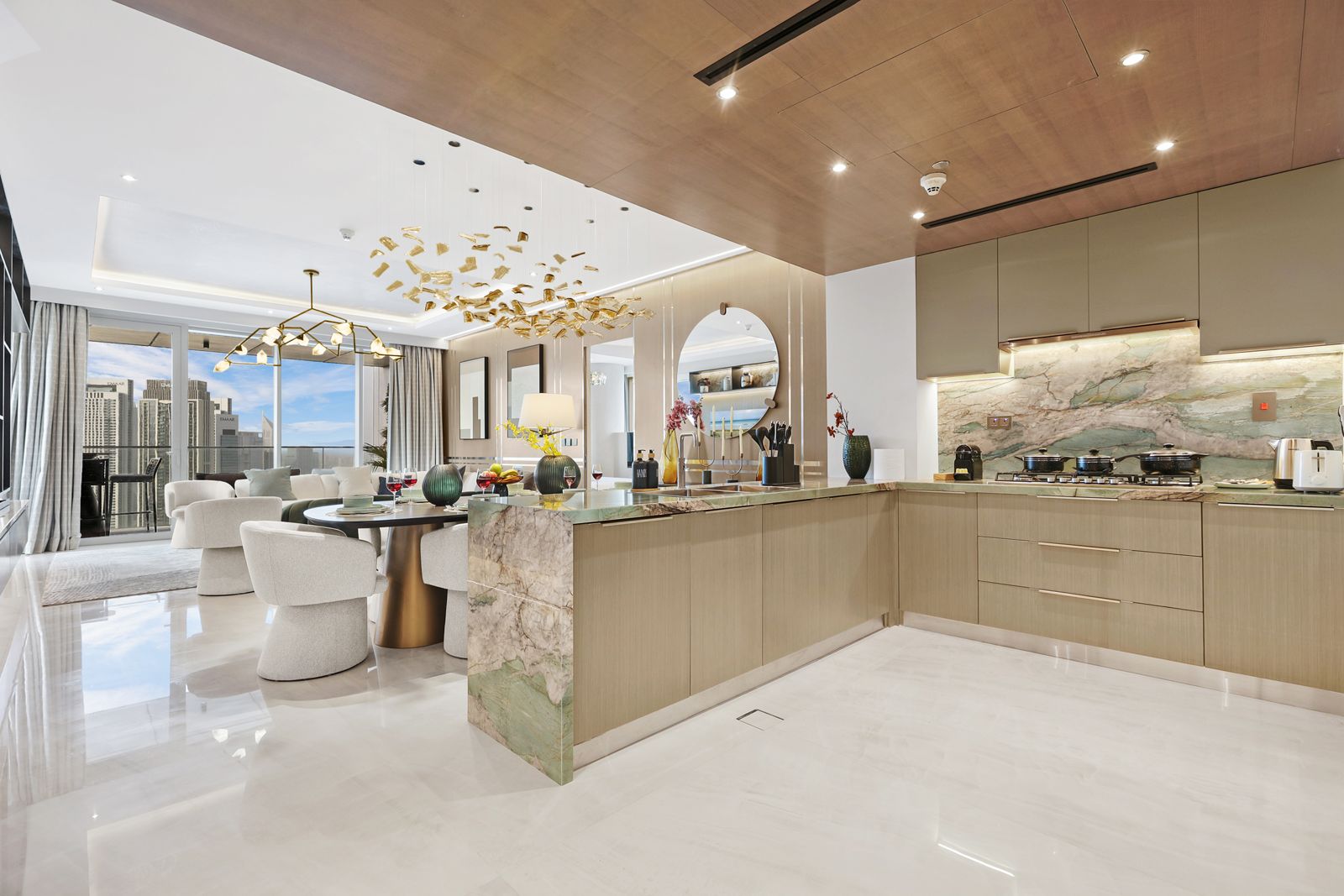 Living room over the Boulevard, Downtown Dubai. A First Class home, photographed as guests find it.